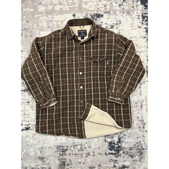 Woolrich Other - Brown Woolrich Jacket Check Pattern XL Sherpa Lined Heavy Bark Plaid Jacket